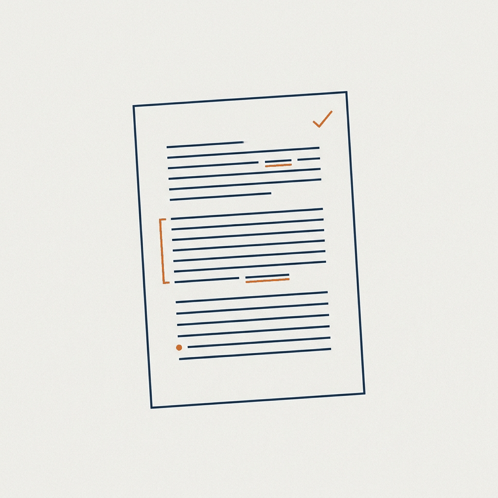 Documento contractual con marcadores naranja señalando cláusulas críticas