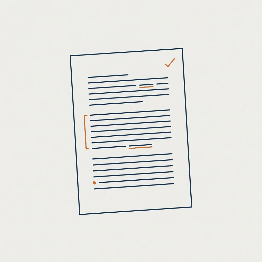 Documento contractual con marcadores naranja en cláusulas críticas